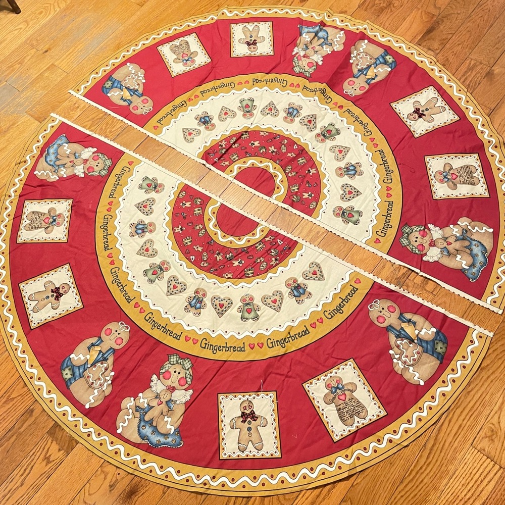 Dianna Marcum Grandmas Gingerbread Man Christmas Tree Skirt Panel Batting Marcus